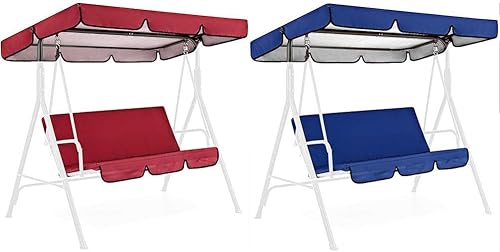 Miniatura 6 de Hzemci Juego de funda de cojín para columpio de patio al aire libre, funda de repuesto para toldo de columpio + funda de cojín para columpio de 3