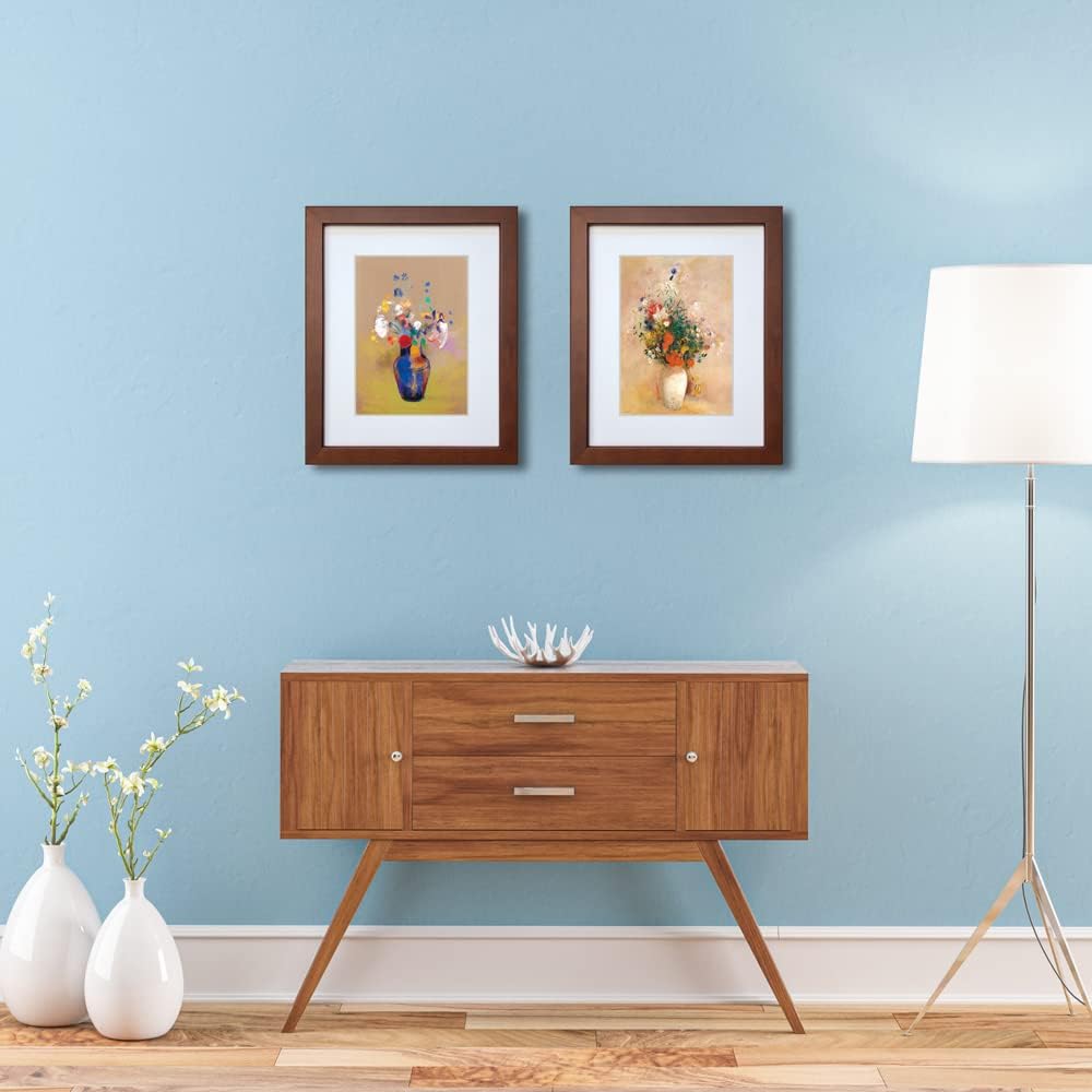 11x14 Picture Frame Set of 2 Made of Solid Wood with Real Glass for Pictures 8x10 with Mat or 11x14 Without Mat, Wall Mount or Tabletop Gallery Photo Frames, Brown - Image 6