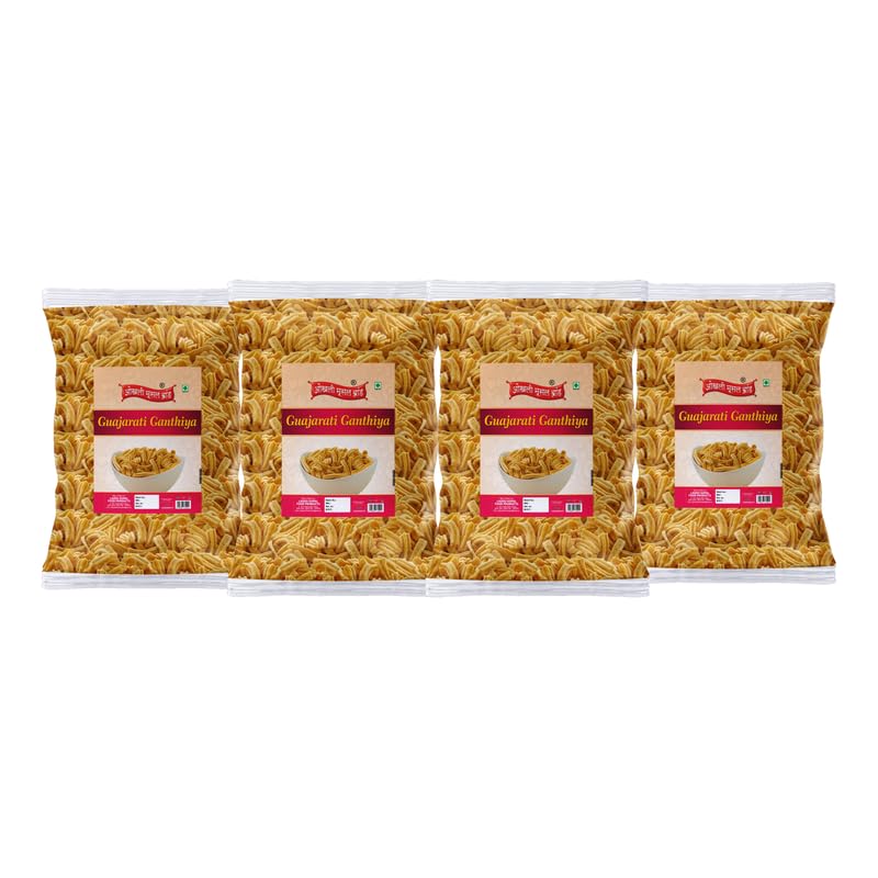 Image of OKHLI MUSAL BRAND Special Besan Ajwain Sticks | Virakshetra Gujarati Makhania Gathia | Made In Groundnut Oil Anytime Healthy Snack | No Added Artificial Flavouring | Party Snack-850g*4Pack