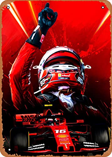 MuecddoaClassic Car Tin Sign Charles Leclerc F1 Formula 1 Alternative Poster Wall Art Decor Sign - 12 x 8 inch