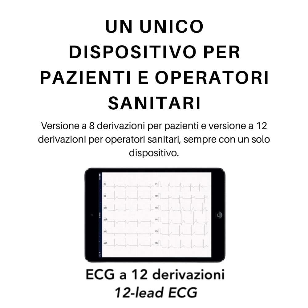 D-Heart ECG Portatile Professionale 8/12 Derivazioni | 60 Elettrodi Inclusi | Calcolo PR, QRS, | PDF Condivisibile | iOS/Android | Per Operatori Sanitari e Pazienti