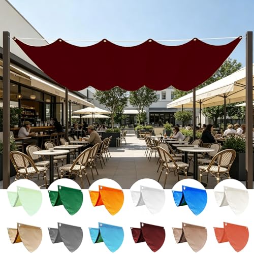 Voile ombrage vague rétractable extérieur 120x400 vin rouge - 2