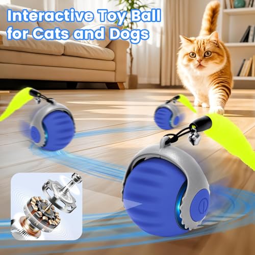 Balle interactive pour chat Speedy Tail 3.0 avec accessoires Turbo Tail orange bleu - 12