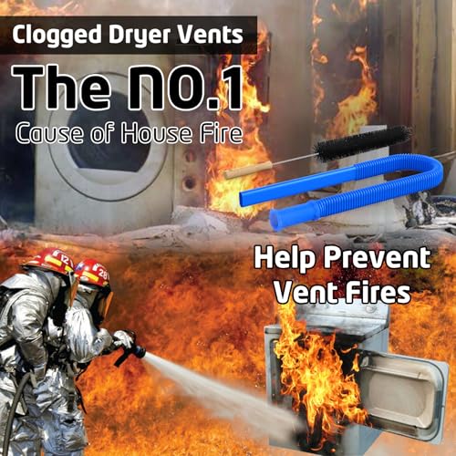 Image of PetOde 2 Pieces Dryer Vent Cleaner Kit - Upgraded Vacuum Hose Attachment Compatible with Most Vacuum Cleaner, Flexible Dryer Lint Brush, Quickly Lint Remove, Deep Blue