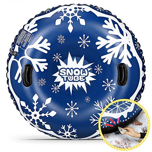 wilbest® Trineo Inflable Mejorado de 47 '', Tubo de Nieve Inflable de Alta Resistencia con Asas, Trineo de Tubo para Niños y Adultos, Trineo Robusto Ideal para la Diversión al Aire Libre en Invierno