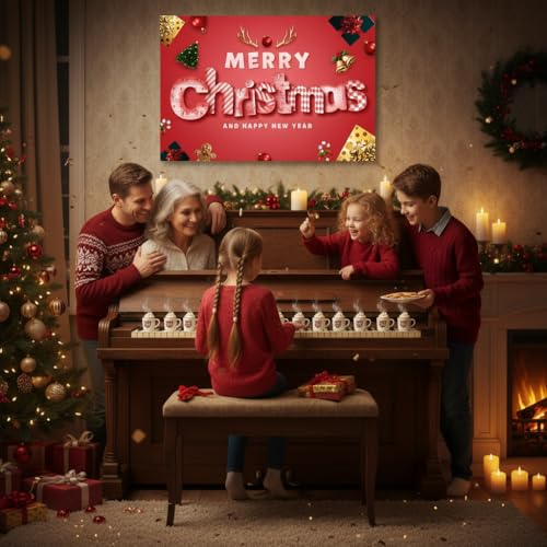 Image of Large Christmas Party Banner and Backdrop for Indoor & Outdoor, Yard Garden Halloween Decorations & Party Supplies (Pink)