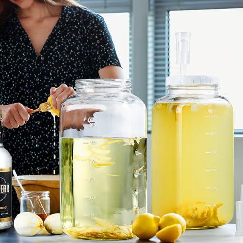 1 frasco de fermentação de galão com 2 câmaras de ar reutilizáveis (7600 ml), frasco de vidro de 2 g