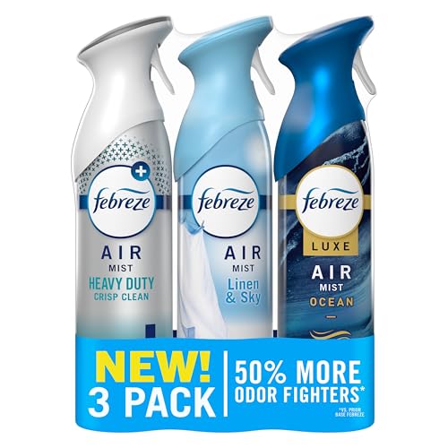 Febreze New & Improved Air Mist Scent Mix, Air Freshener, Home and Kitchen Essentials, Odor Fighting Room Spray, 8.1 oz bottle, 3 Count