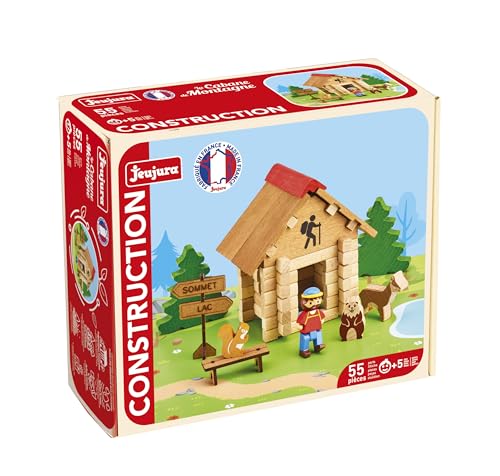 JEUJURA – La cabane de Montagne – 55 pièces - Jeu de Construction dans sa Valise en Carton - A partir de 5 Ans - Agilité - Créativité - Manipulation -...