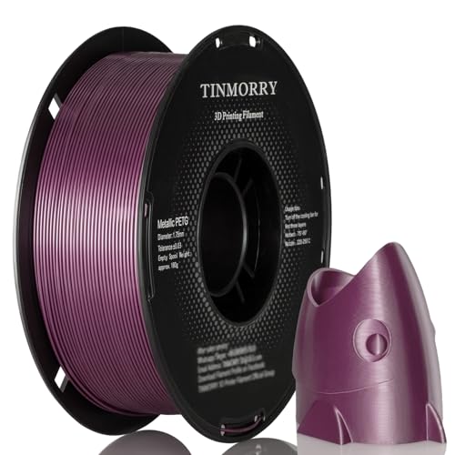 Image of TINMORRY Metallic PETG Filament 1.75mm, Rapid PETG 3D Printer Filament, PETG with a Rapid Flow Rate, Compatible with Bambu Lab FDM 3D Printer, 1KG 1 Spool, Metallic Purple