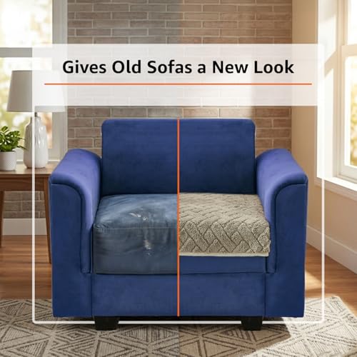 Image of Amazon Basics - Jacquard Quilted Make Your Own Sofa Cover |70cm x 70cm| Microfiber Sofa Slipcover | 350 GSM (1 Seater)