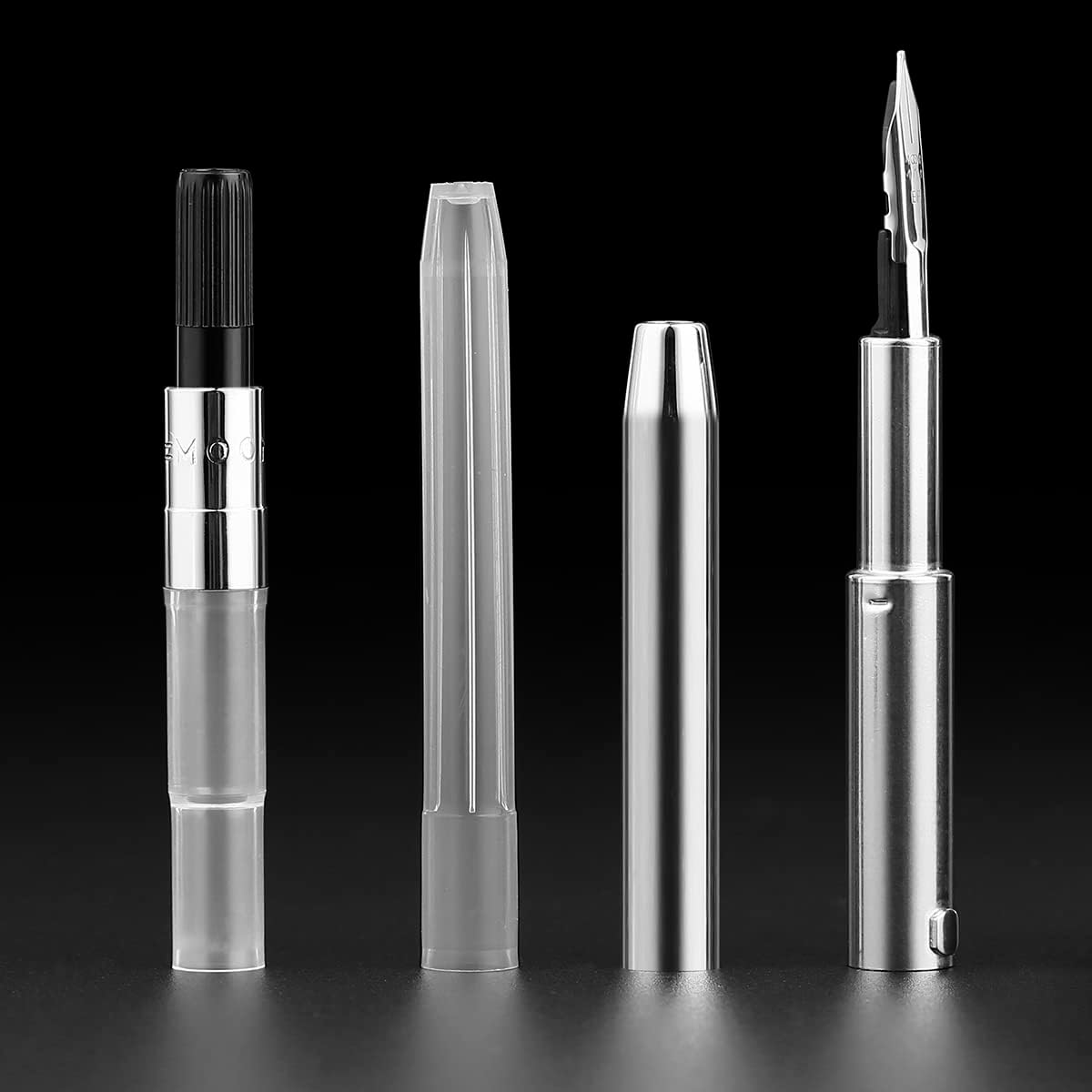 erofa Majohn A2 Press Fountain Pen Extra Fine Nib with Box, Retractable Yellow Resin Ink Pen with Converter Writing Pen Set (Silver Clip Version