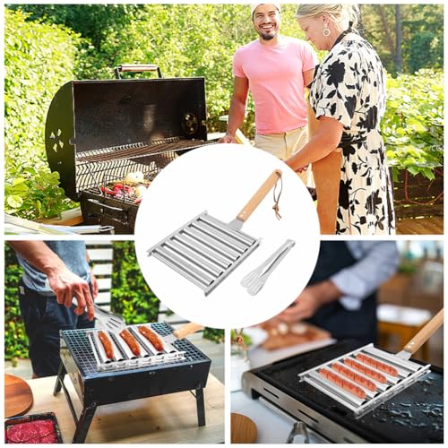 Rodillo para hot dogs con espátula y mango de madera miniatura 7