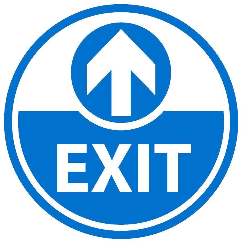 Exit. Arrow pointing up. Blue floor sticker - Self adhesive floor graphic (200mm x 200mm)
