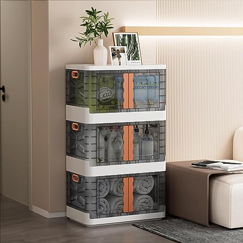Image of MECHDEL Wardrobe Organizer for Storage /Polypropylene Foldable & Stackable Closet Basket /Cupboard Organizer for Clothes /Mounted Closet Systems (STORAGE BIN-TRANSPARENT, 6PCS)