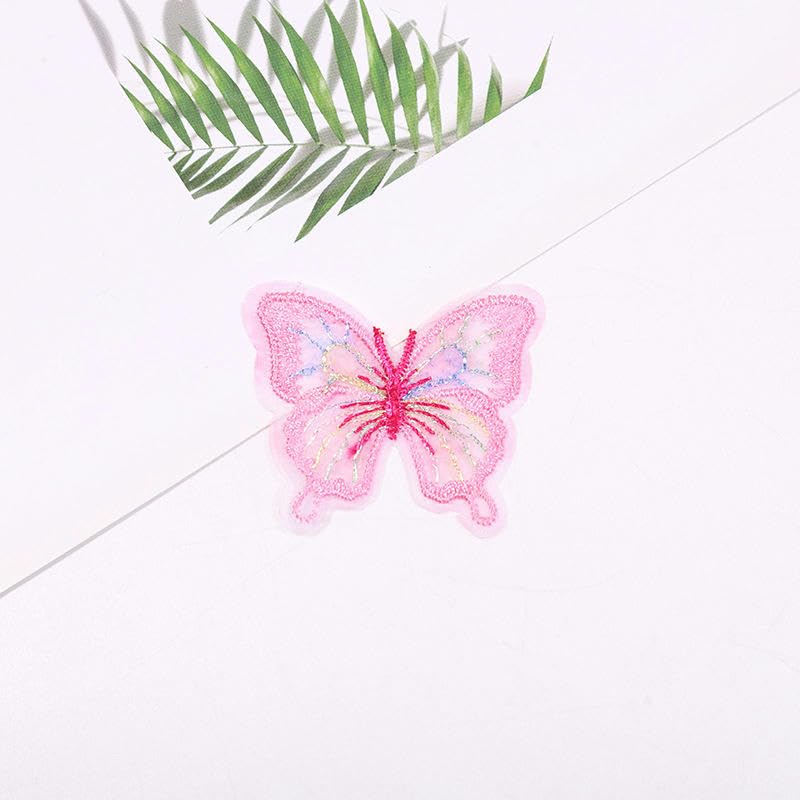 Naszywka haftowana 5 * 4 cm 30 szt. Różowa mała naszywka z haftem Guaze, aplikacje do prasowania, motyle na ubrania, duże naszywki przyszycia kurtkę jeansową(Light Pink)