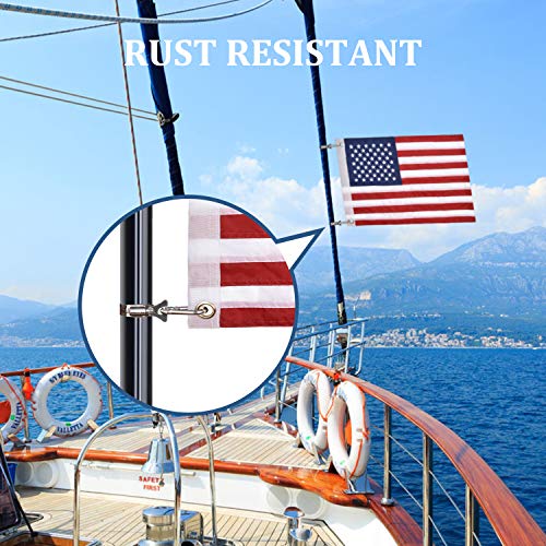 16''X24'' American Boat Flag With 4 Flag Pole Kits - Double Sided Embroidered Stars, Usa Marine Flag For Pontoon Boat Accessories, 2 Brass Grommets (16X24 Inch) #TOP5