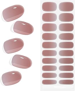 Semi Cured Gel Nail Stickers Salon-Quality Wraps Long Lasting Semi-Cured Gel Nail Strips for Women Manicure Pink Work with UV Lamp (Cinnamon Gradient M074)
