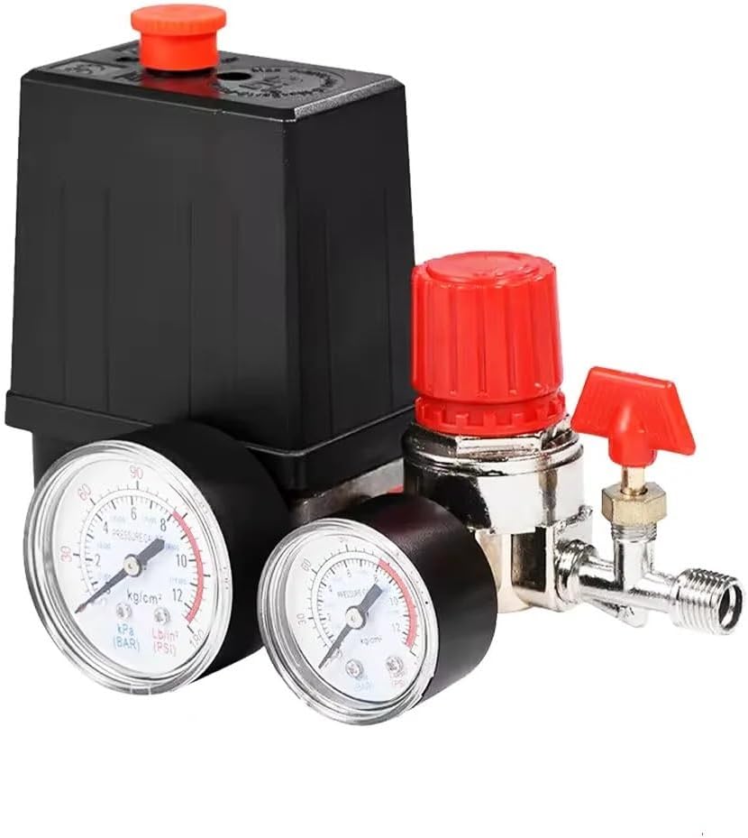 Air Compressor Parts 90-120PSI Pressure Switch 4 Port Manifold Regulator Gauges 220-380V Aluminum Control Valve with Gauge
