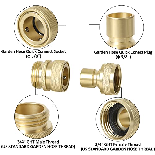 Styddi Full Flow Garden Hose Quick Disconnect Fitting, Brass 3/4 Inch Ght Thread Water Hose Quick Release Connector Coupler, High Flow, No-Leak, Easy To Use, 2-Pack #TOP1