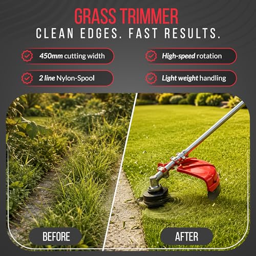 52cc 5 in 1 Multi Function Garden Tool Petrol Strimmer Hedge Cutter Chainsaw Trimmer Pruner & Extension Pole Recoil start - Image 2