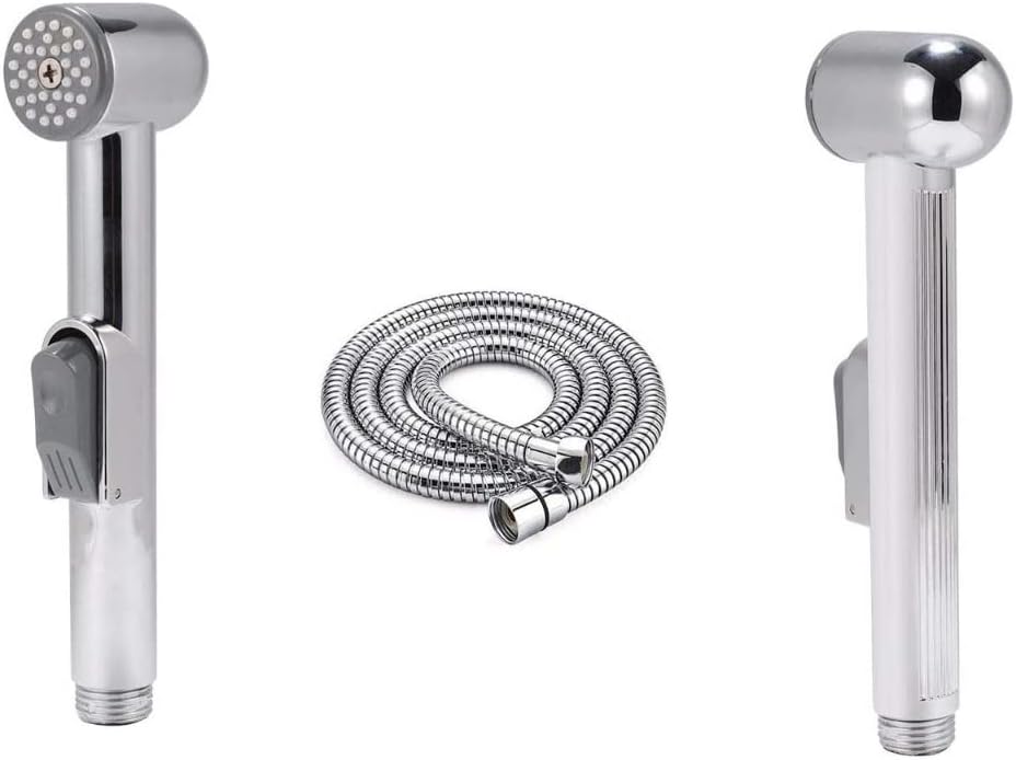 New Improved 2025 Universal bargin Muslim SHATAFF with Shower Hose Chrome Bidet Hose Douche Hand Shower Spray Toilet Hand Held Bidet Spray Kit with Brass Shut Off Valve