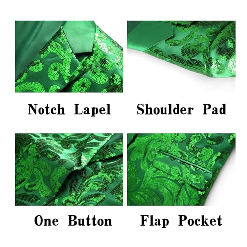 Men's Sequin Suit Set – Slim Fit Wedding Suit 2 Piece, One Button Floral Tuxedo Blazer & Pants for Party, Prom, Disco3