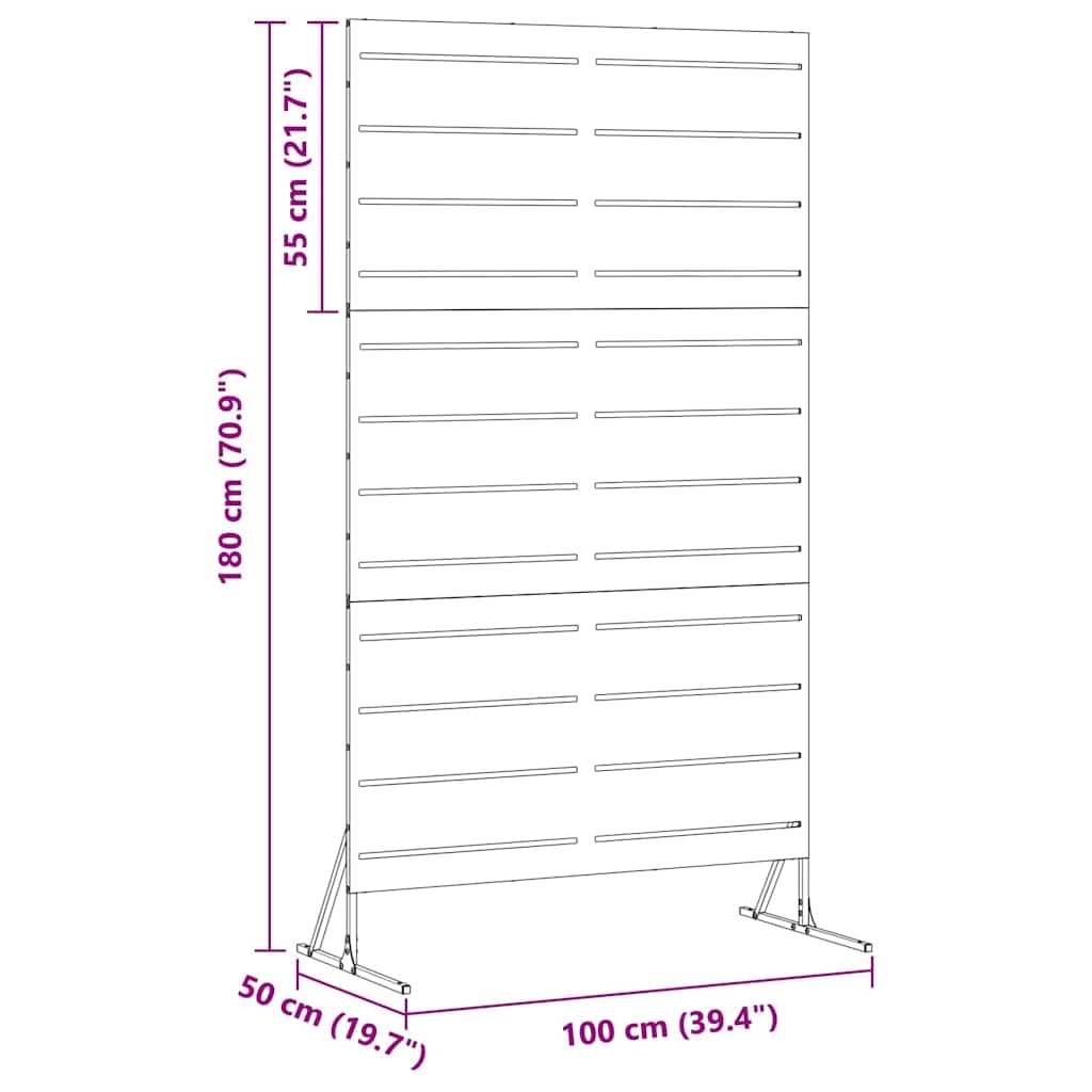 Ochrona przed wzrokiem, szara, stalowa, 100 x 50 x 180 cm, ochrona ogrodu, element ogrodzenia z lamelami, na taras, balkon, do ogrodu, ochrona przed wiatrem i ochrona przed wiatrem