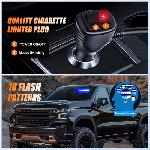 Image of Nilight 8LED Blue White Traffic Advisor Strobe Light Bar Hazard Safety | with Vacuum Suction Emergency Dash Warning Flashing Lights Front /Rear Windshield Visor for Truck Police Construction Vehicles