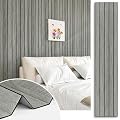 STICKEEP Grey Wood Wall Slat Panels Peel and Stick 3D Fluted Wood Panels
