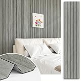 STICKEEP Grey Wood Wall Panels Textured Wood Slats 3D Soundproof Wall Panels Peel and Stick Shiplap 12'x200' Wooden Panel Walls Decor Self Adhesive Wooden Panel Wallpaper for Studio Homes Ceiling
