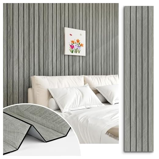 Self-Adhesive Grey Wood Slat Panels