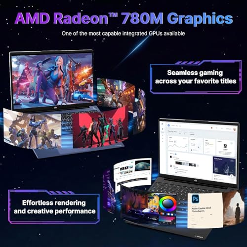 Image of NIMO 17.3 inch Gaming Laptop, AMD Ryzen 9 8945HS (8C /16T, Up to 5.2GHz), 64GB DDR5 RAM 2TB SSD, Radeon 780M Graphics, 100W PD Fast Charge, Fingerprint, AI-Powered Business & Gaming PC, Win 11