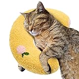 ucho Pillow for Cats, Ultra Soft Fluffy Pet Calming Toy Half Donut Cuddler, U-Shaped Pillow for Pet Cervical Protection Sleeping Improve- Yellow