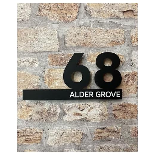 One of a Kind Design UK Personalised Modern Floating Acrylic House Number, Personalised Number Plate, Matt Grey or Matt Black, 24x12cm, Nine Coloured Backing Available - Black