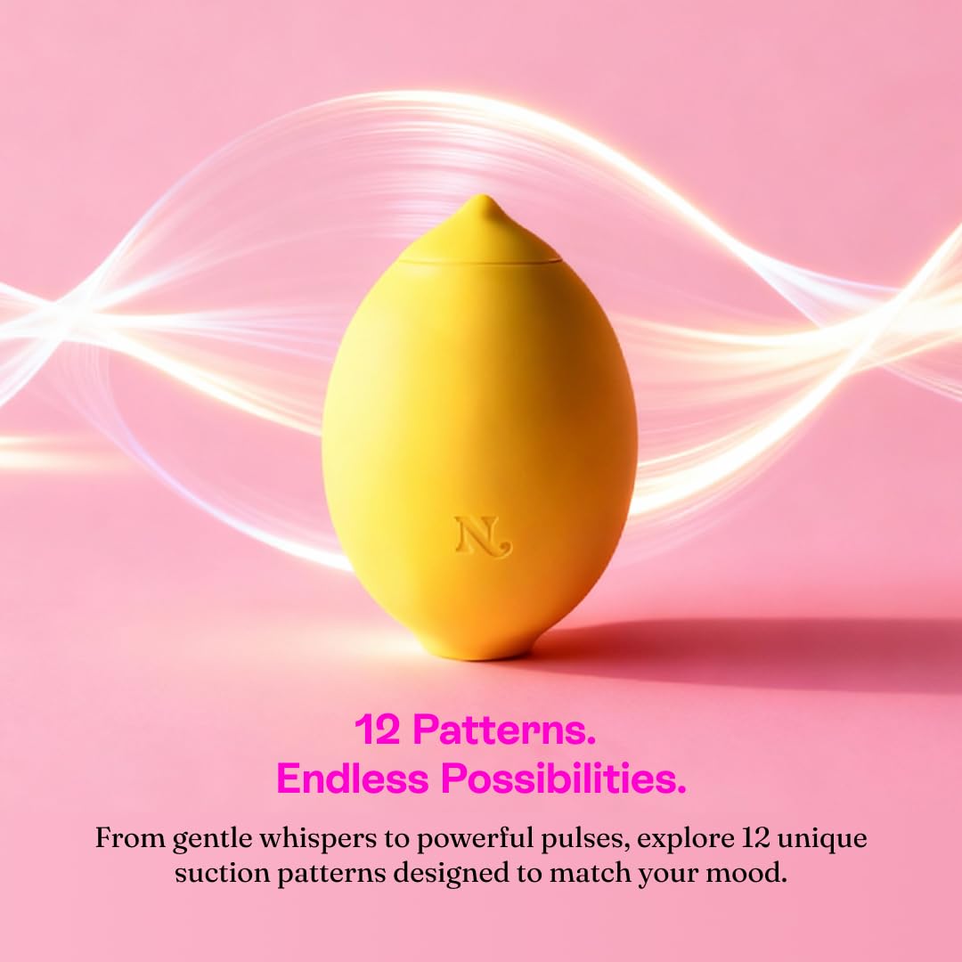 Hello Nancy Lemon Vibrador succionador de clítoris. Juguete sexual con diseño de limón y 12 modos. Dispositivo íntimo ergonómico para estimulación clitorial femenina. Recargable