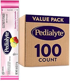 Pedialyte Electrolyte Powder Packets, Strawberry Lemonade, Hydration Drink, 100 Single-Serving Powder Packets