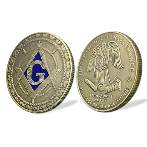 Moneda masónica coleccionable de alta gama tallada en bronce para miembros de la Blue Lodge