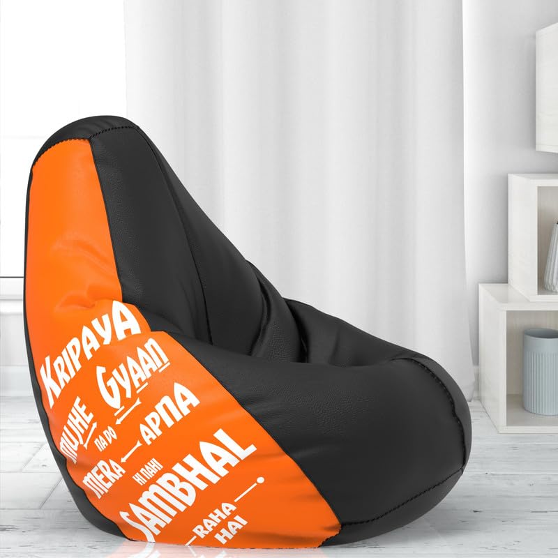 Biggie Bean Bag Cover 6XL- Official: Jack & Mayers Bean Bags - Max User Height : 6-6.5 Ft. - Weight : 99-110 Kgs(Model: Kripya Mujhe Gyaan Na Do - Orange Black)-picture-10