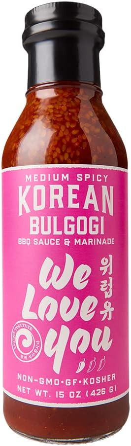 We Love You Medium Spicy Korean Bulgogi BBQ Sauce and Marinade, 15 Ounce