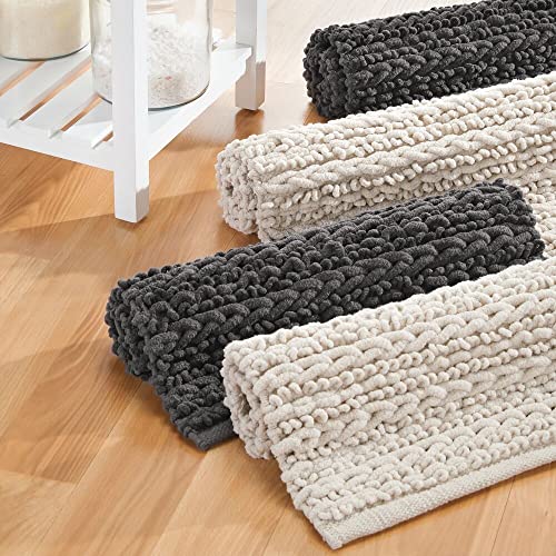 Mdesign Cotton Non-Slip Soft Bathroom Rug, Absorbent Bath Mat - Water Plush For Bathroom Floor, Bathtub, Shower - Machine Washable - 2 Pack - Ivory #TOP5