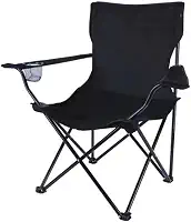 Cadeira Dobrável para Acampamento, Pesca, Resistente, com Bolsa e Porta Copo Até 120kg (Preto)