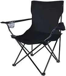 Cadeira Dobrável para Acampamento, Pesca, Resistente, com Bolsa e Porta Copo Até 120kg (Preto)