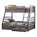 Bowery Hill Transitional Wood Twin Over Full Bunk Bed with Drawers in Gray