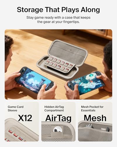 Image of Belkin Gaming Travel Bag Carrying Case (Sand) w /Hard Shell + Dual USB C Wall Charger 65W w /GaN Technology Bundle for Nintendo Switch 2 & More - Travel Essentials w /AirTag Holder & Game Storage