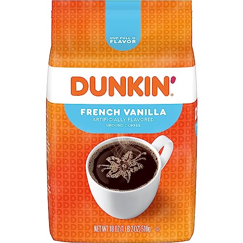 Dunkin' French Vanilla Flavored Ground Coffee, 18 Ounce (Packaging May Vary)