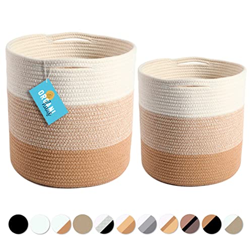 Image of OrganiHaus 2-Pack 10 & 12 inch Planters | Round Planter Cover | Rope Plant Baskets Indoor | Flower Pot Covers Wraps | Woven Basket for Plant Pots | Decorative Basket Planter for Indoor Plants - Honey