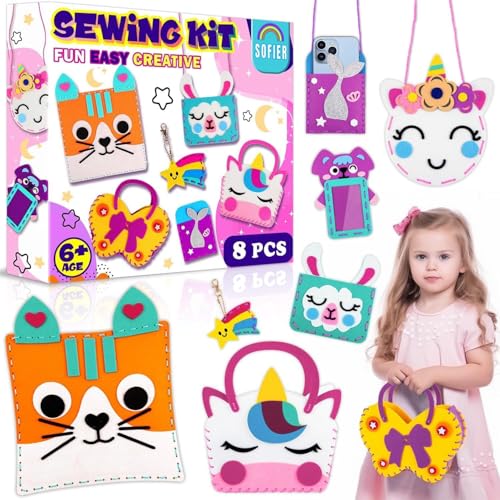 Nähset Kinder,Filz Nähen Kits,Bastelsachen für Mädchen,DIY Art Craft kreativ Bastelset Mädchen,Bastelset Kinder Ab 6+ Jahre,Nähset mit Stoff und Anleitung