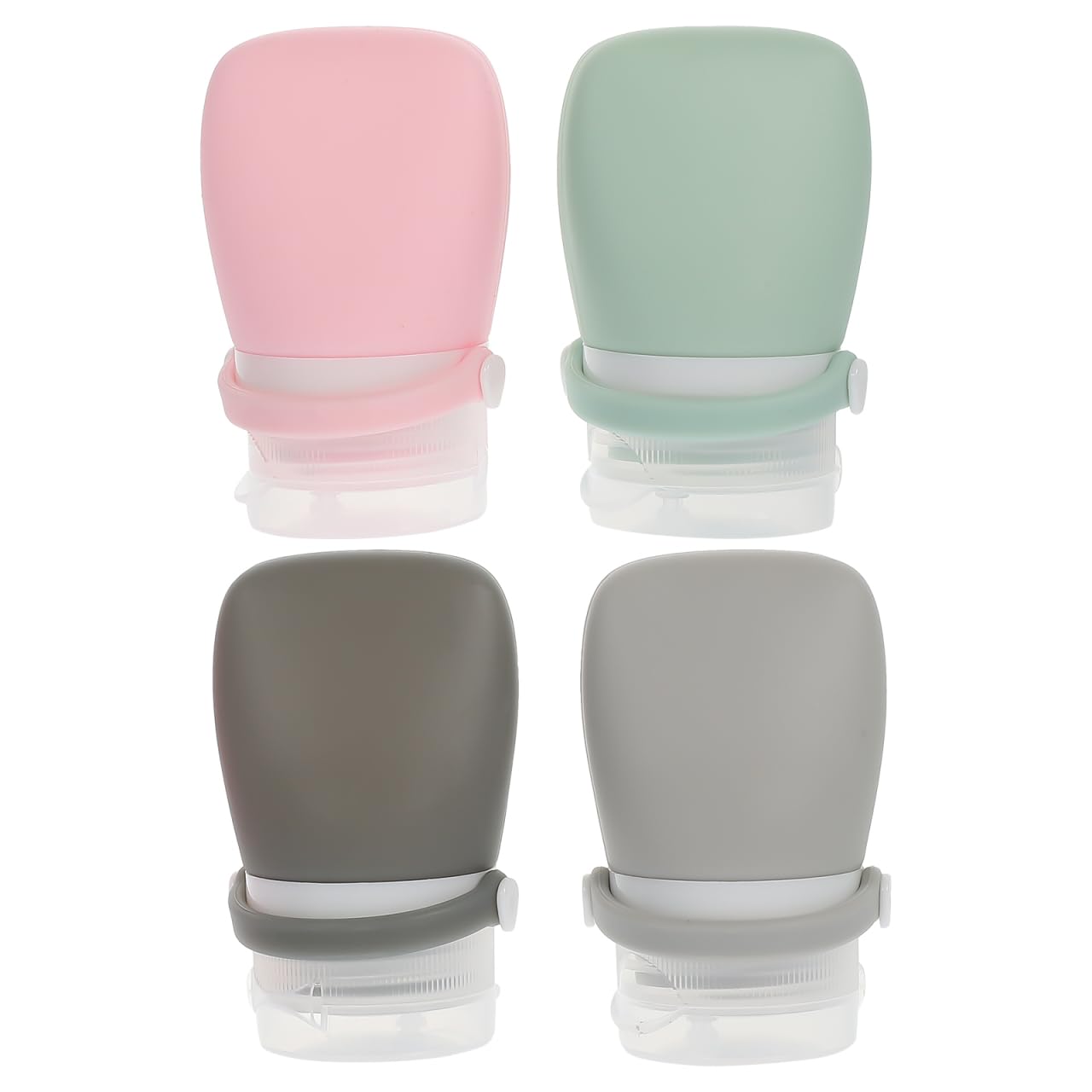 TOVINANNA Travel Bottles Set 4 Pack 30Ml Silicone Refillable Shampoo Lotion Containers with Leak-Proof Design and Compact Carry Bag for Toiletries and Cosmetics