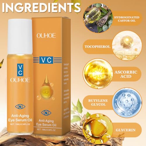 Lutein Anti-Falten Serum öl, VC Lutein Augenöl, Anti-Aging-Augenserum gegen Falten, Lutein Augenserum Against Eye Bags und Dark Circles, Verbessert Falten, 10 ML